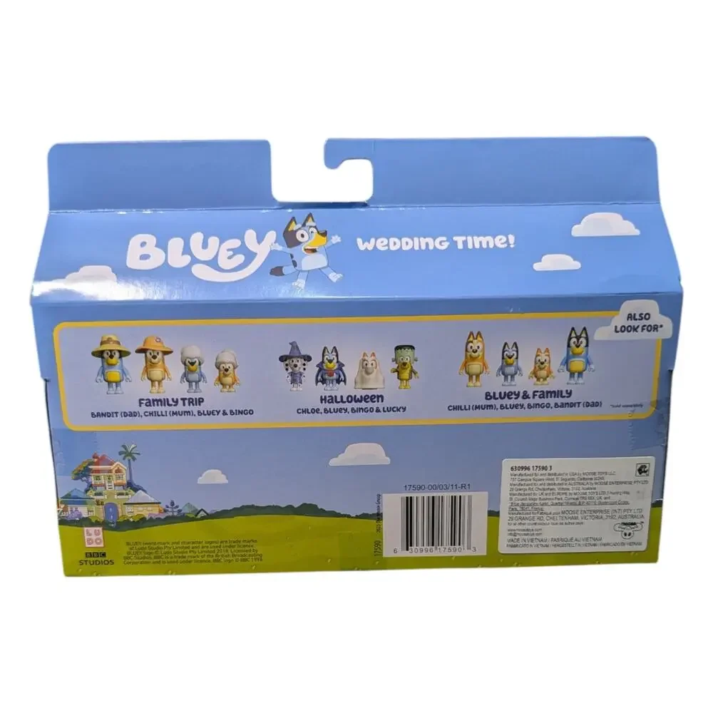 Bluey Wedding Time 4-Pack Uncle Rad Aunt Frisky Flower Girl Bingo Brand New